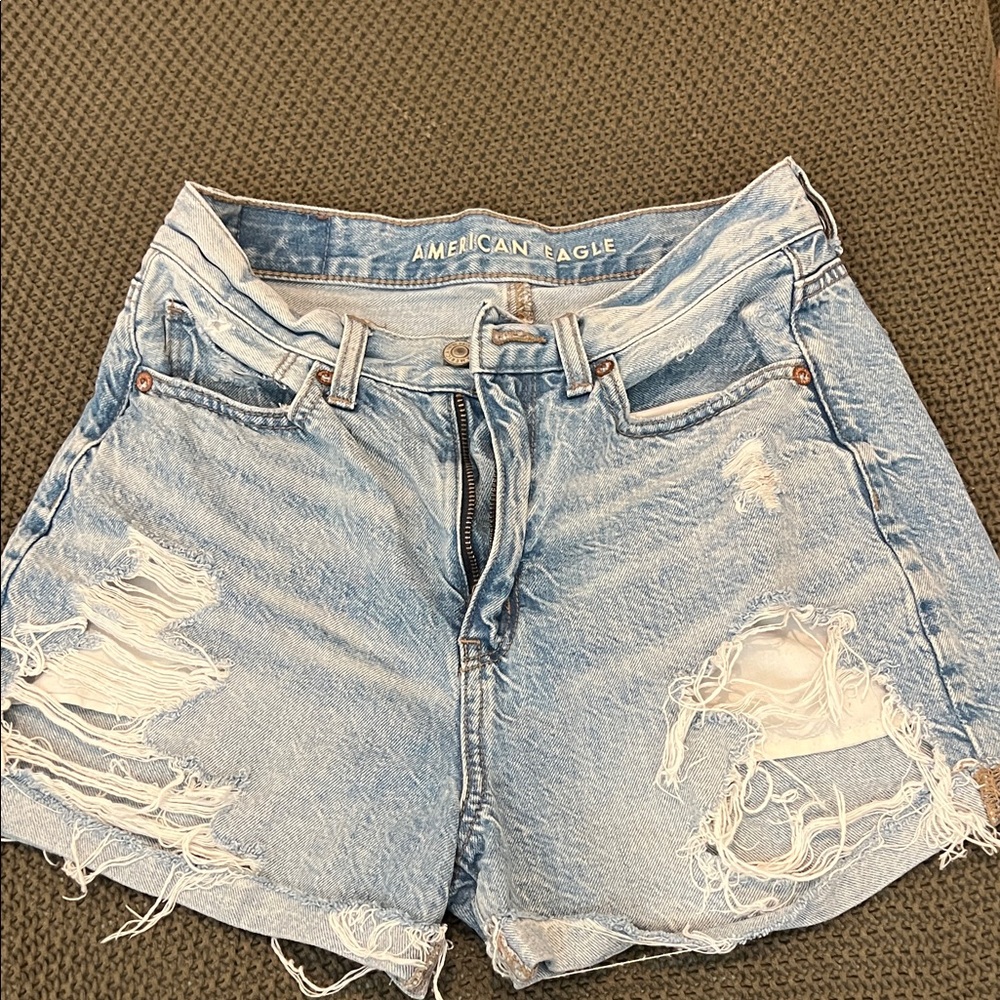 American Eagle Outfitters Ripped Light Blue Jean Shorts